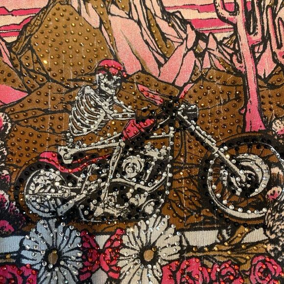 Affliction women’s skeleton Valley scoop neck t-shirt rhinestones cutouts NWT XS - Picture 11 of 11